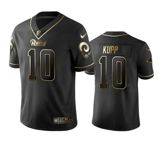 Men's Los Angeles Rams #10 Cooper Kupp Black Golden Edition Limited Stitched Jersey Men's Los Angeles Rams #10 Cooper Kupp Black Golden Edition Limited Stitched Jersey